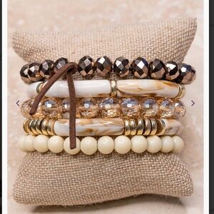 Boho “ Aubrey ” 5 Strand Bracelet with Natural Stones and Charms R4B